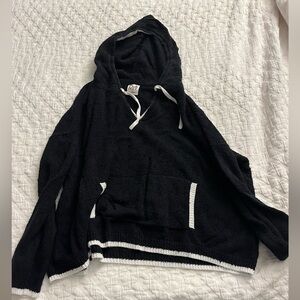 Planet by Lauren G hoodie sweater in black & white. One size but fits a medium